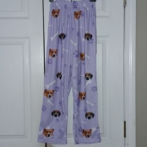 Dog face print pajama bottoms  Sz 8-9 yrs  NWOT